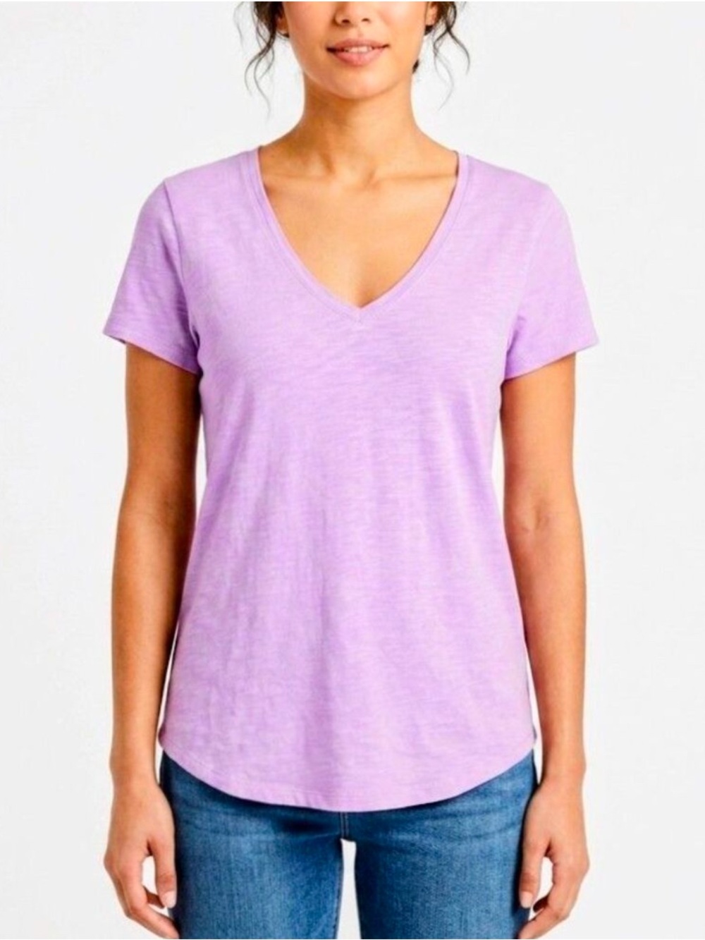 Lilly Pulitzer Etta Short Sleeve V-Neck Slub Knit Tee Top  Pink small